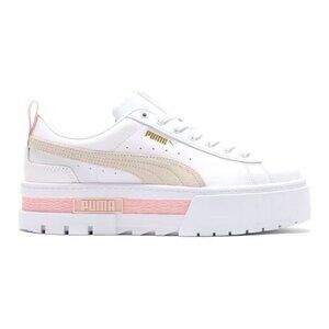 PUMA Mayze Platform Sneakers – White/Pink/Tan | Women’s Size 7.5